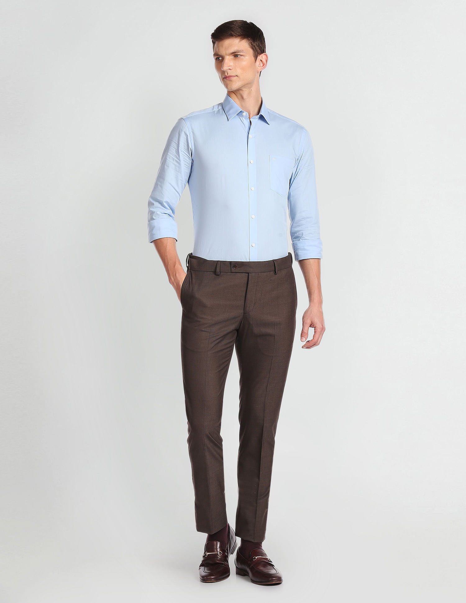 Arrow Solid Dobby Formal Trousers
