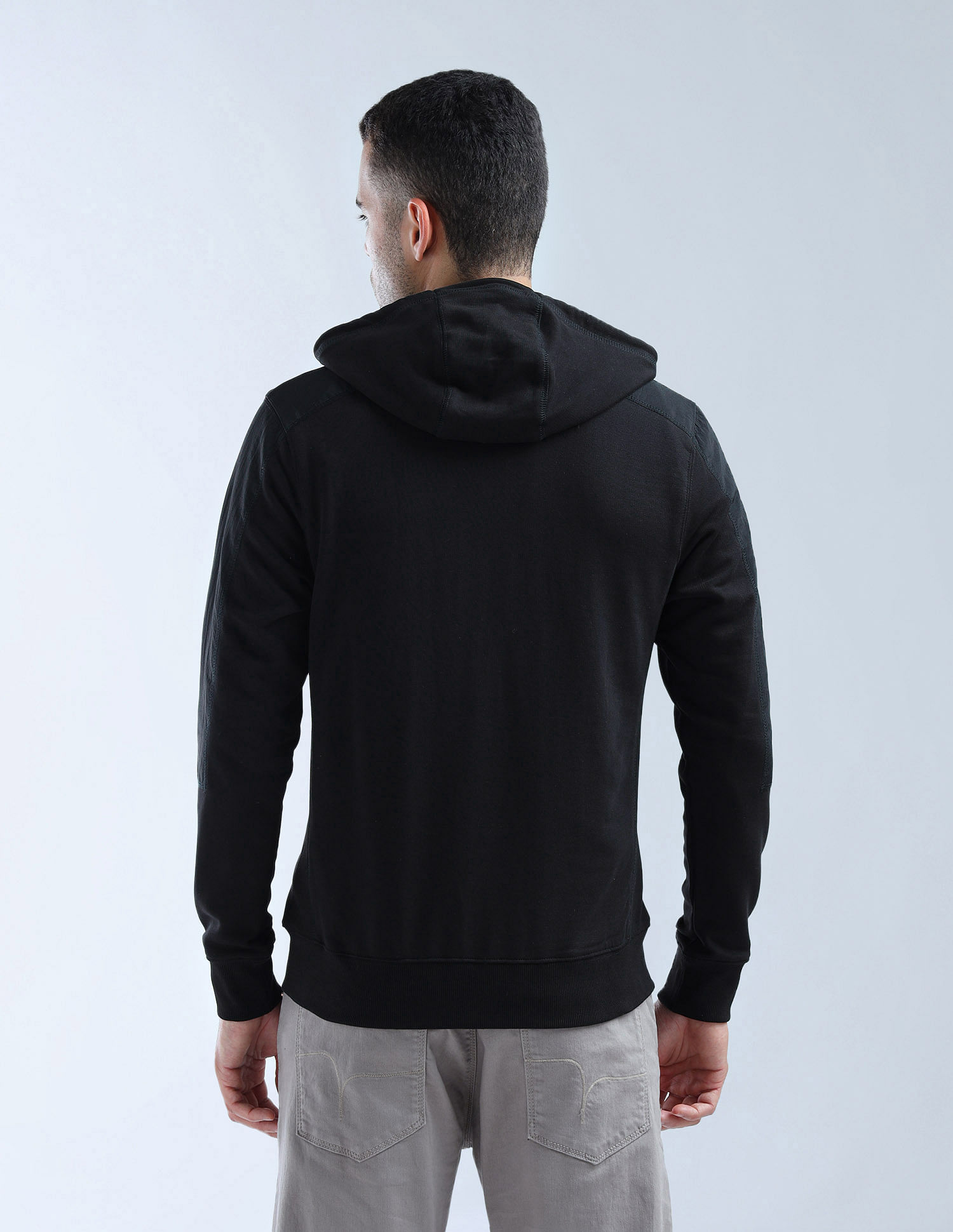 Flying Machine Hooded Solid Sweatshirt