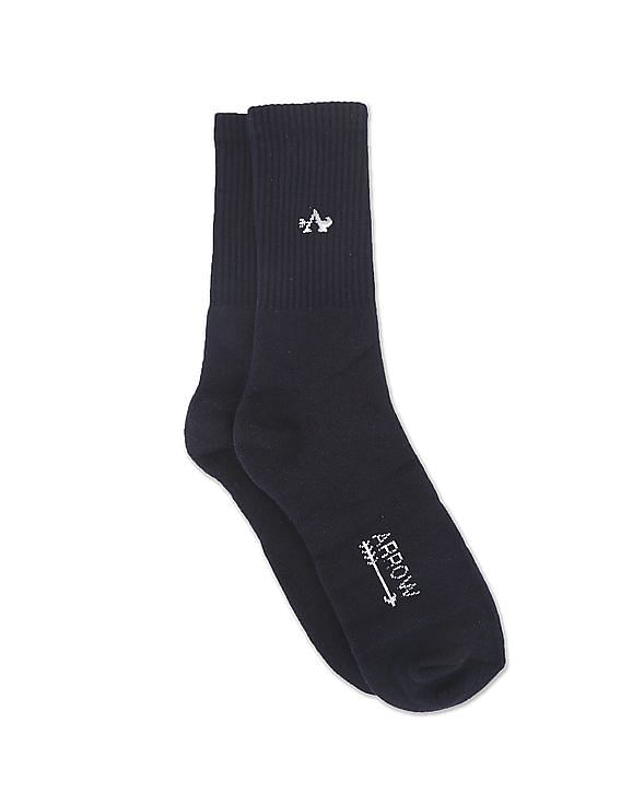 Arrow Men Navy Crew Length Solid Socks