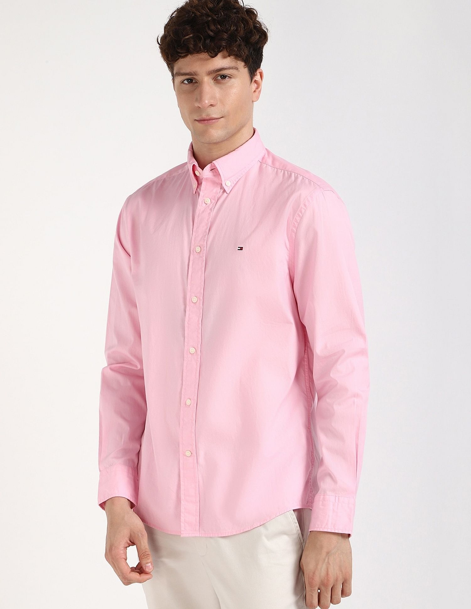 Tommy Hilfiger Solid Regular-Fit Cotton Shirt