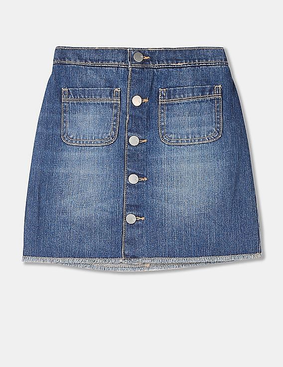 SHEIN Frenchy Button Front Denim Skirt | SHEIN USA