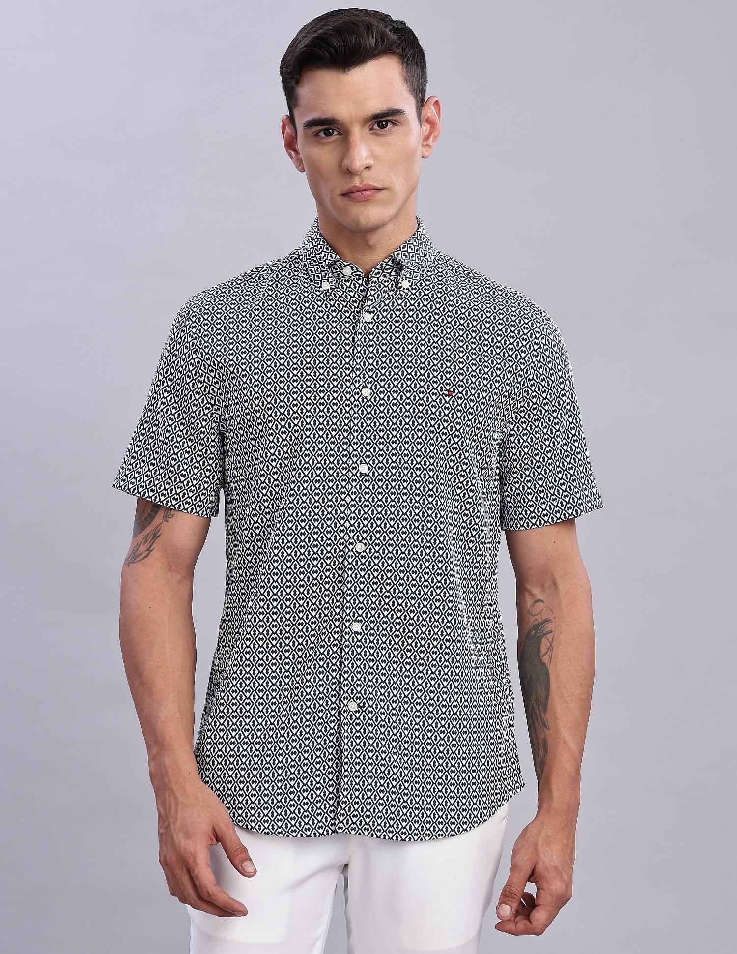 Tommy Hilfiger Mens Navy Geometric Shirt