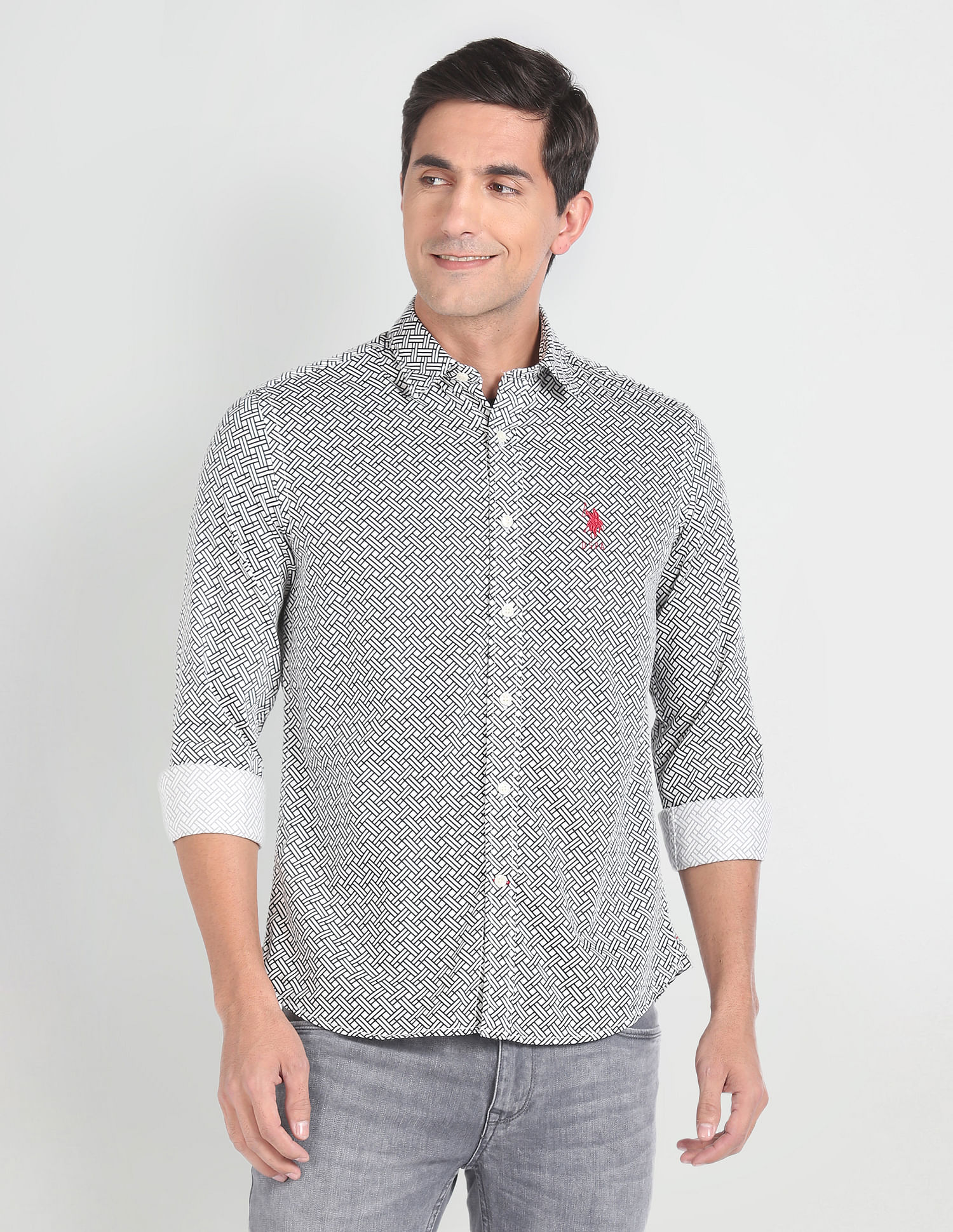 U.S. Polo Assn. Denim Co. Geometric Print Twill Shirt