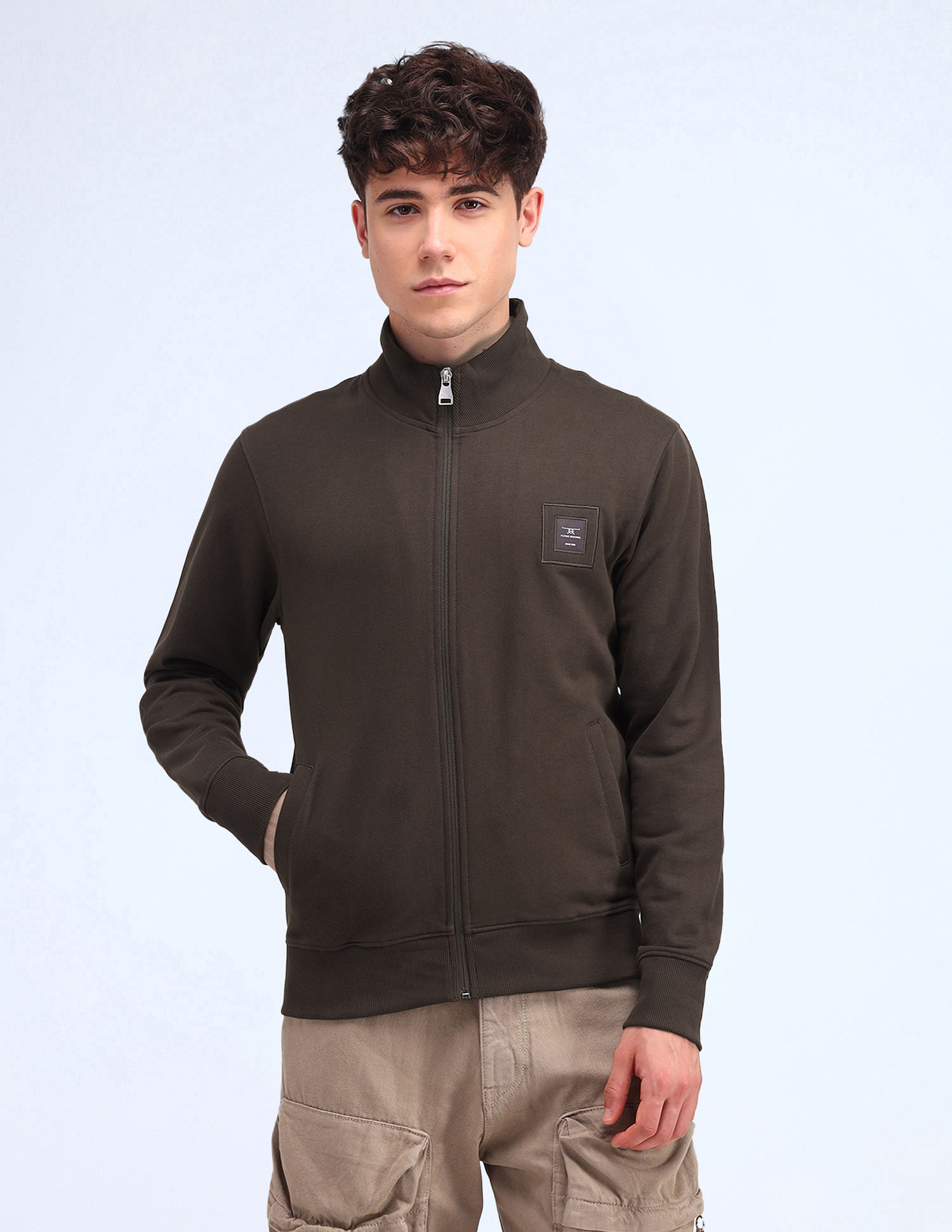 Flying Machine Regular Fit Solid Sweatshirt