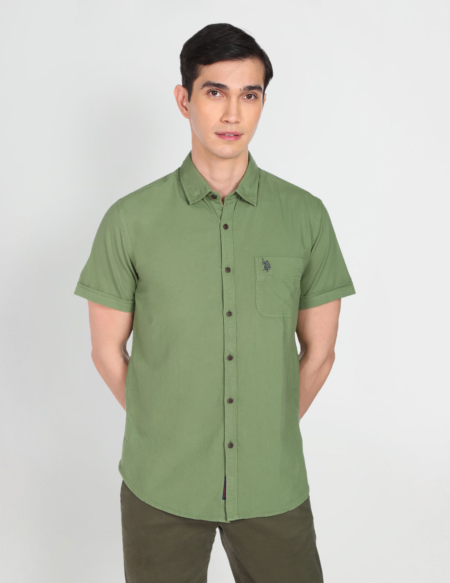 U.S. Polo Assn. Denim Co. Regular Solid Pure Cotton Casual Shirt