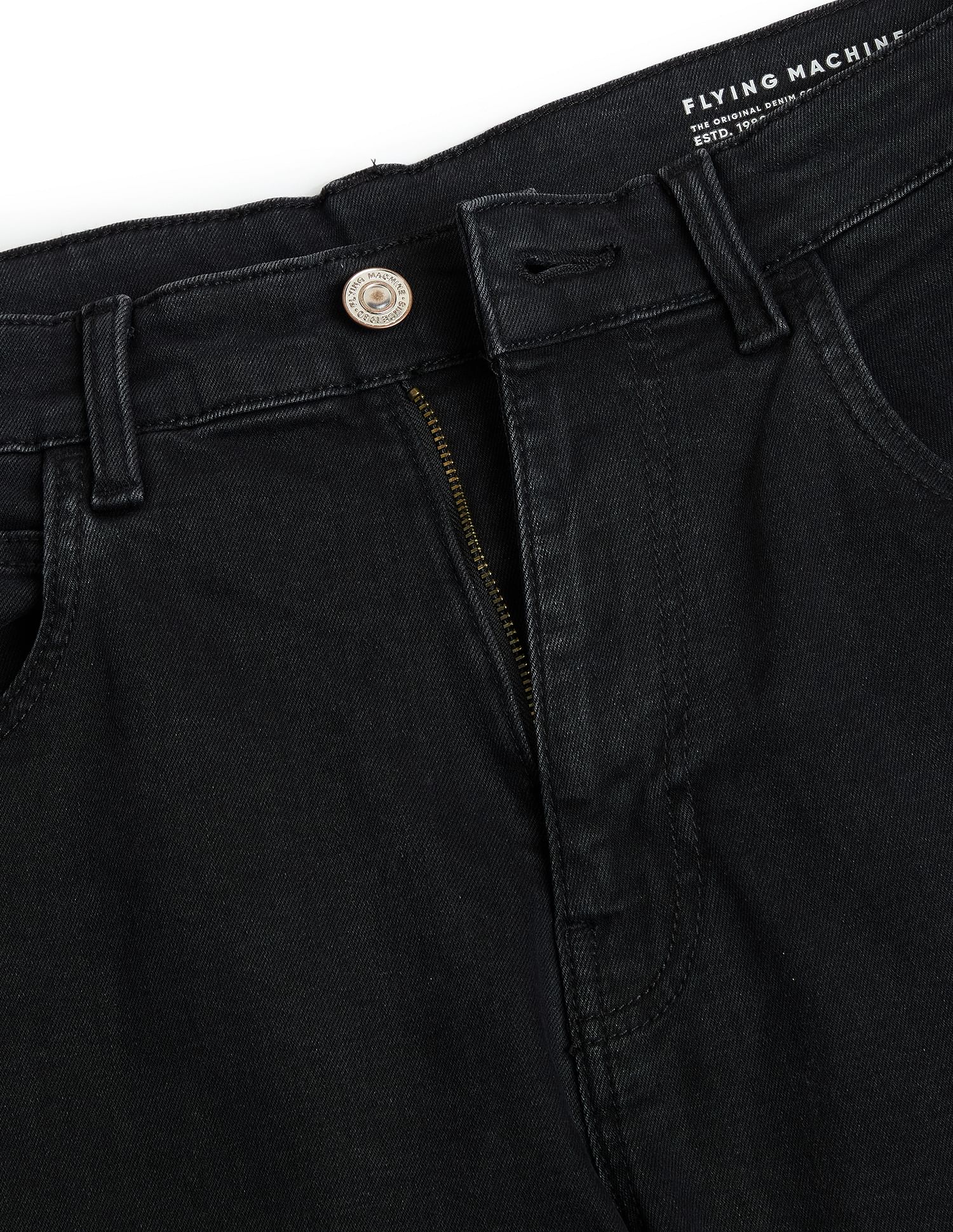 Flying Machine Cobain Loose Fit Black Jeans