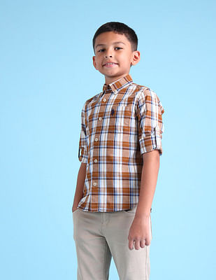 U S Polo Assn Kids Boys Tartan Checked Twill Shirt