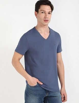 ★Wai Kei★ Logo Pigment V-Neck Man to Man Blue YK23SSTS07 4_4.jpg