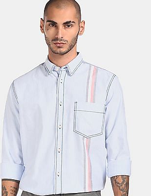 Tommy Hilfiger Men Blue Relaxed Fit Striped Casual Shirt