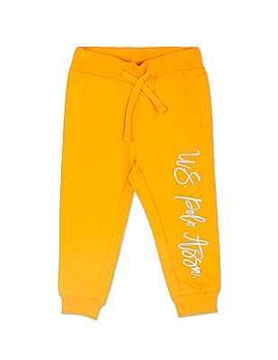 U S Polo Assn Kids Girls Yellow Mid Rise Solid Joggers