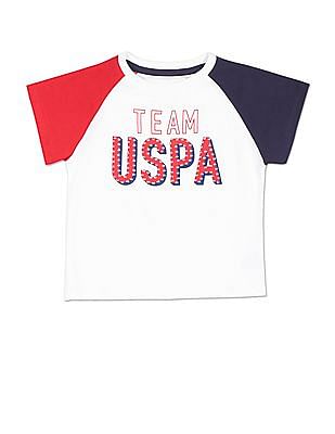 U S Polo Assn Kids Raglan Sleeve Brand Print T-Shirt