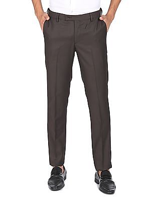 Arrow Flat Front Textured Formal Trousers