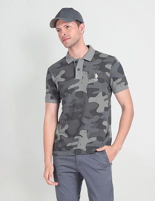 U S Polo Assn Denim Co Camouflage Print Cotton Polo Shirt