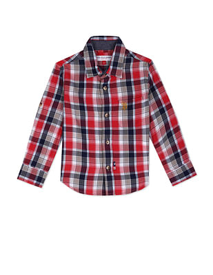 U S Polo Assn Kids Boys Outdoor Check Cotton Shirt