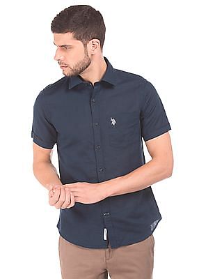 U.S Mens Short Sleeve Woven Shirt Polo Assn