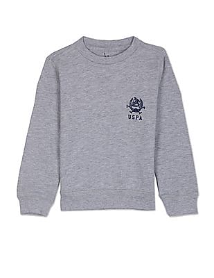 U S Polo Assn Kids Crew Neck Logo Heathered Sweatshirt