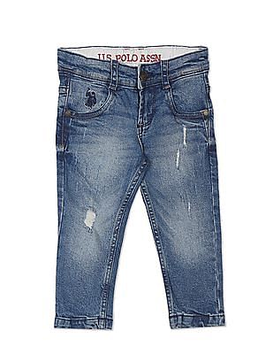 U S Polo Assn Kids Brandon Slim Fit Lightly Distressed Jeans