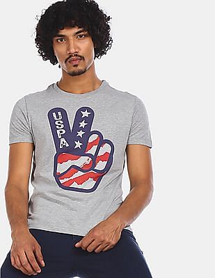 U S Polo Assn Crew Neck Graphic Print T-Shirt