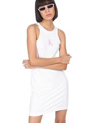 Calvin Klein Jeans Women White Sleeveless Tank Dress