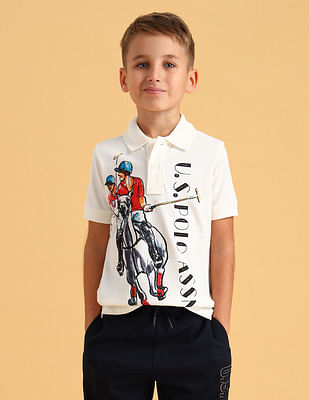 U S Polo Assn Kids Boys Cotton Printed Polo Shirt