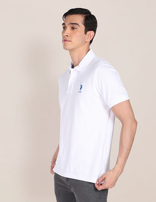 U S Polo Assn Ribbed Collar Solid Polo Shirt