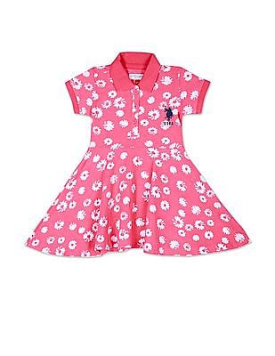 U S Polo Assn Kids Floral Print Pique Polo Dress