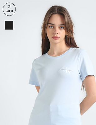 Buy Calvin Klein Monogram Crew Neck T-Shirt - Pack Of 2