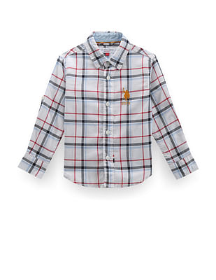 U S Polo Assn Kids Boys Tartan Check Cotton Shirt