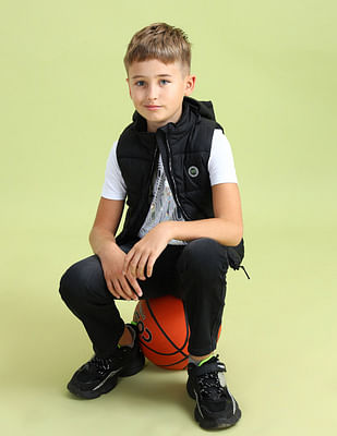 U S Polo Assn Kids Boys Hooded Gilet Jacket