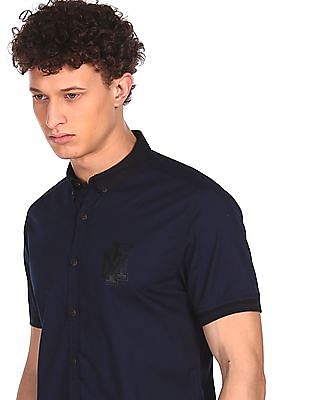 Flying Machine Short Sleeve Solid Casual Shirt