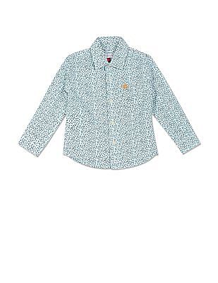 U S Polo Assn Kids Boys Spread Collar Printed Shirt