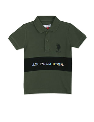 U S Polo Assn Kids Foil Logo Colour Block Polo Shirt