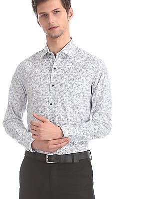 white slim fit cutaway collar shirt