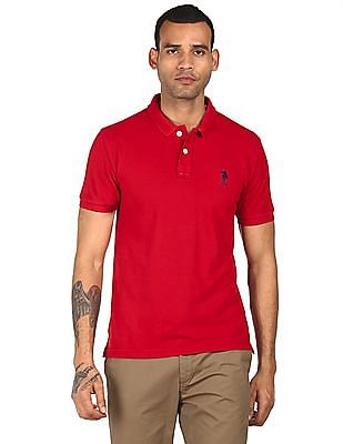 Buy . Polo Assn. Men Red Solid Polo T-shirt 