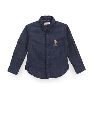 U S Polo Assn Kids Boys Washed Chambray Shirt