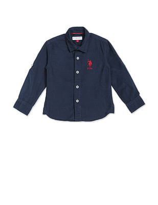 U S Polo Assn Kids Boys Spread Collar Solid Corduroy Shirt