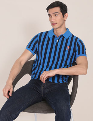 U S Polo Assn Pique Striped Polo Shirt