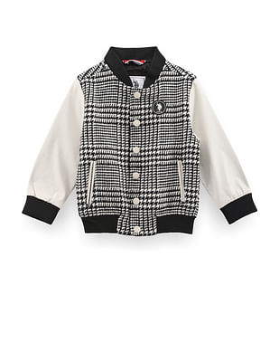 U S Polo Assn Kids Boys Houndstooth Colour Block Jacket