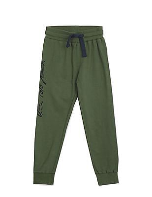 U S Polo Assn Kids Boys Olive Mid Rise Solid Joggers