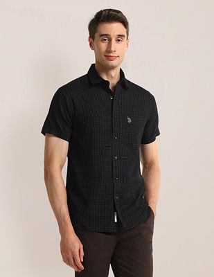 U S Polo Assn Tailored Fit Geometric Shirt