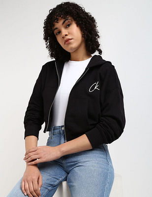 Calvin Klein Jeans Cropped Zip Through Sweatshirt