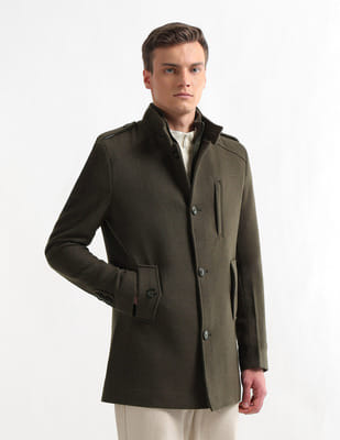 Buy Arrow Sport Stand Collar Textured Trench Coat - NNNOW.com