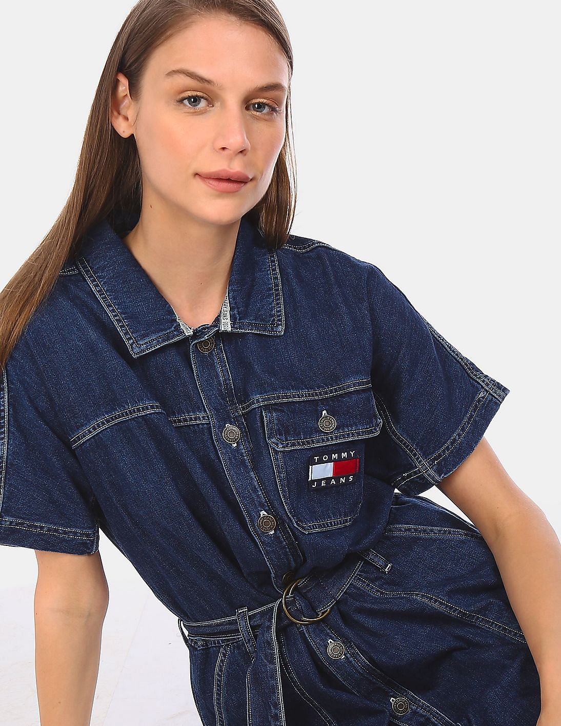 Buy Tommy Hilfiger Women Indigo Belted Denim Shirt Dress - NNNOW.com