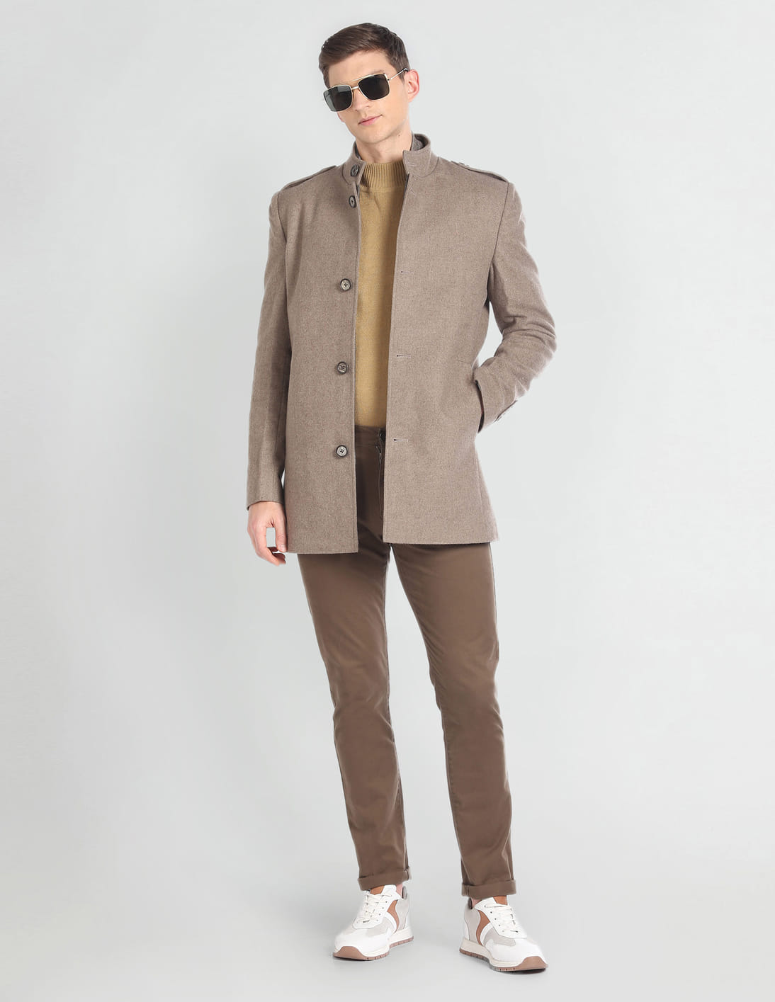 Buy Arrow Sports Detachable Muffler Wool Trench Coat - NNNOW.com