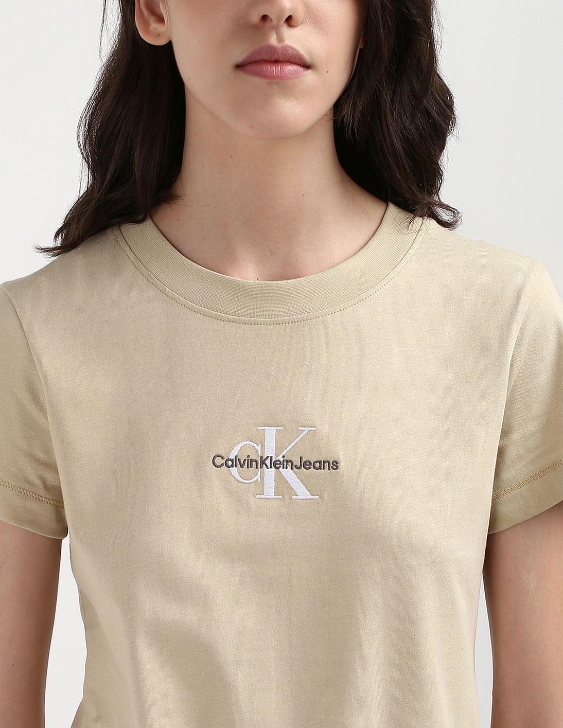 Tシャツ・カットソー ^ ^ Women's Brown Hero Monologo Crewneck Short Sl Buy Calvin Klein Monologo Slim T-Shirt - NNNOW.com