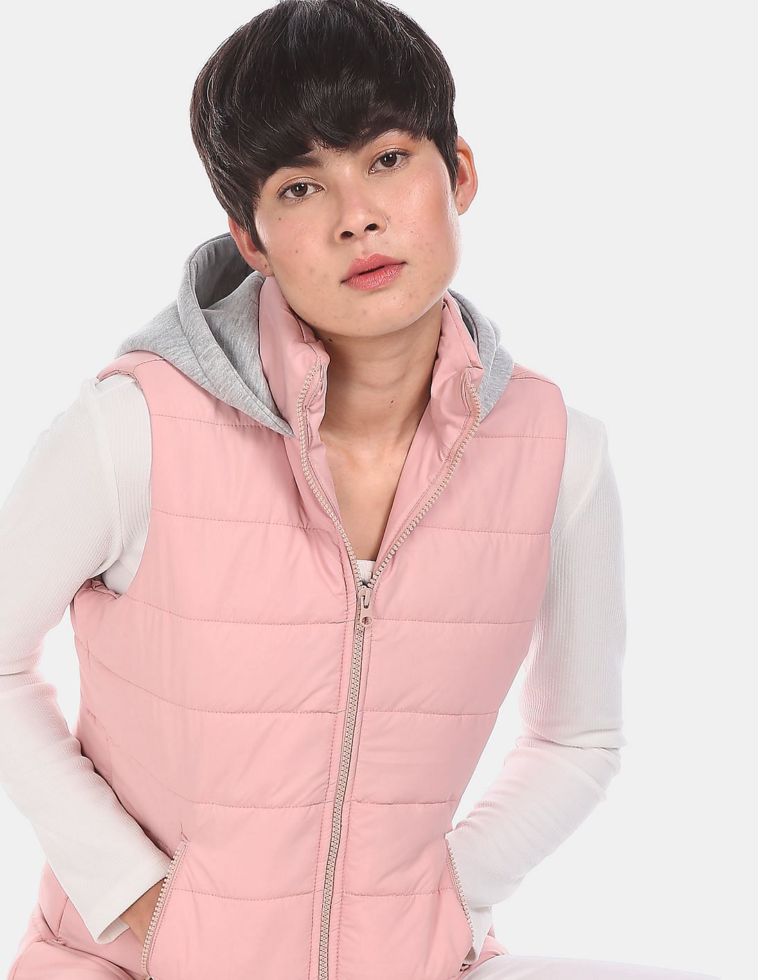 light pink quilted jacket