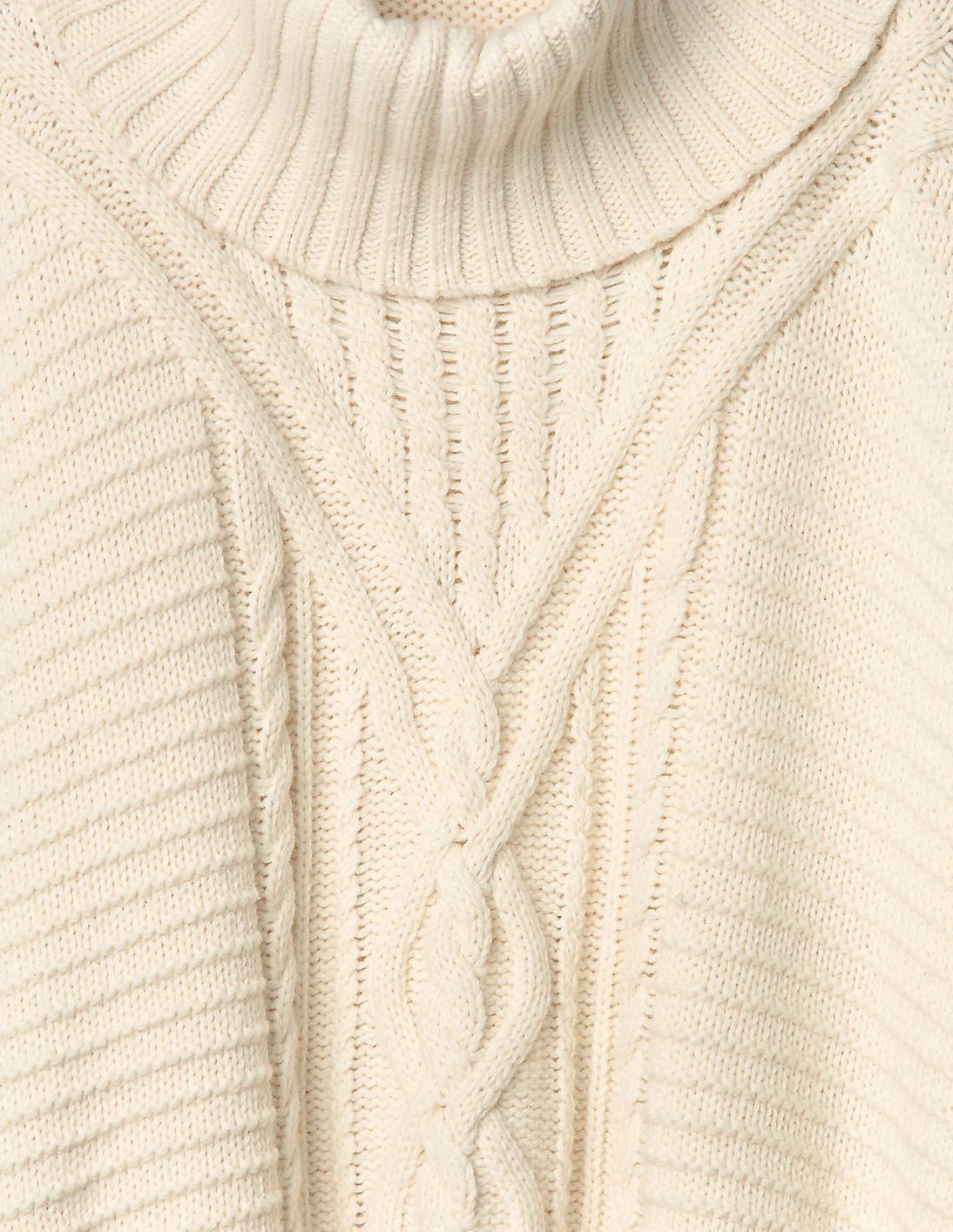 【BAON】[unisex] Ponko over cable knit Strathberry - Sanday Cable Knit Pure Cashmere Poncho - Beige
