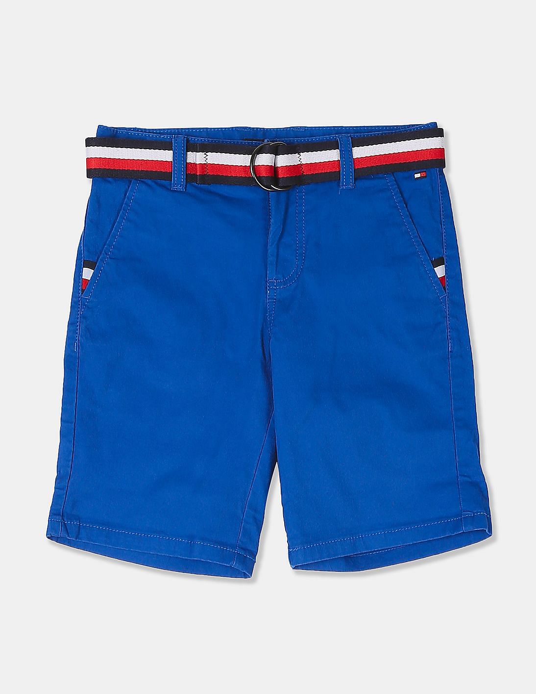 Buy Tommy Hilfiger Kids Boys Boys Blue Solid Essential Belted Chino ...