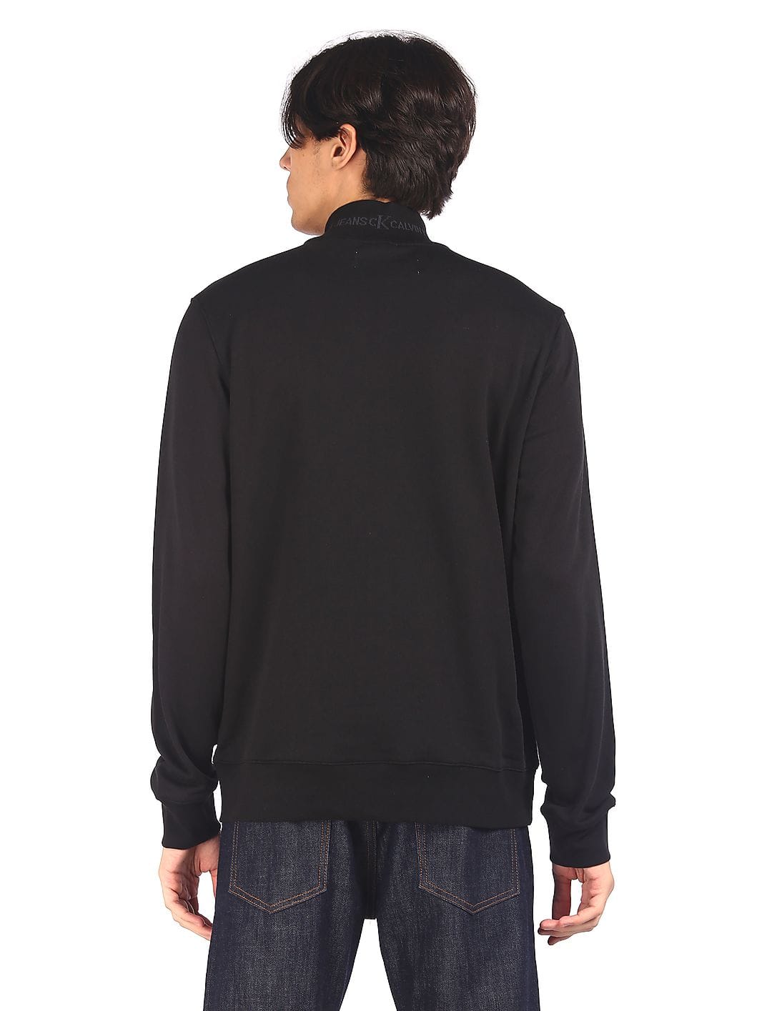 Buy Calvin Klein Men Black High Neck Half Zip Sweatshirt - NNNOW.com
