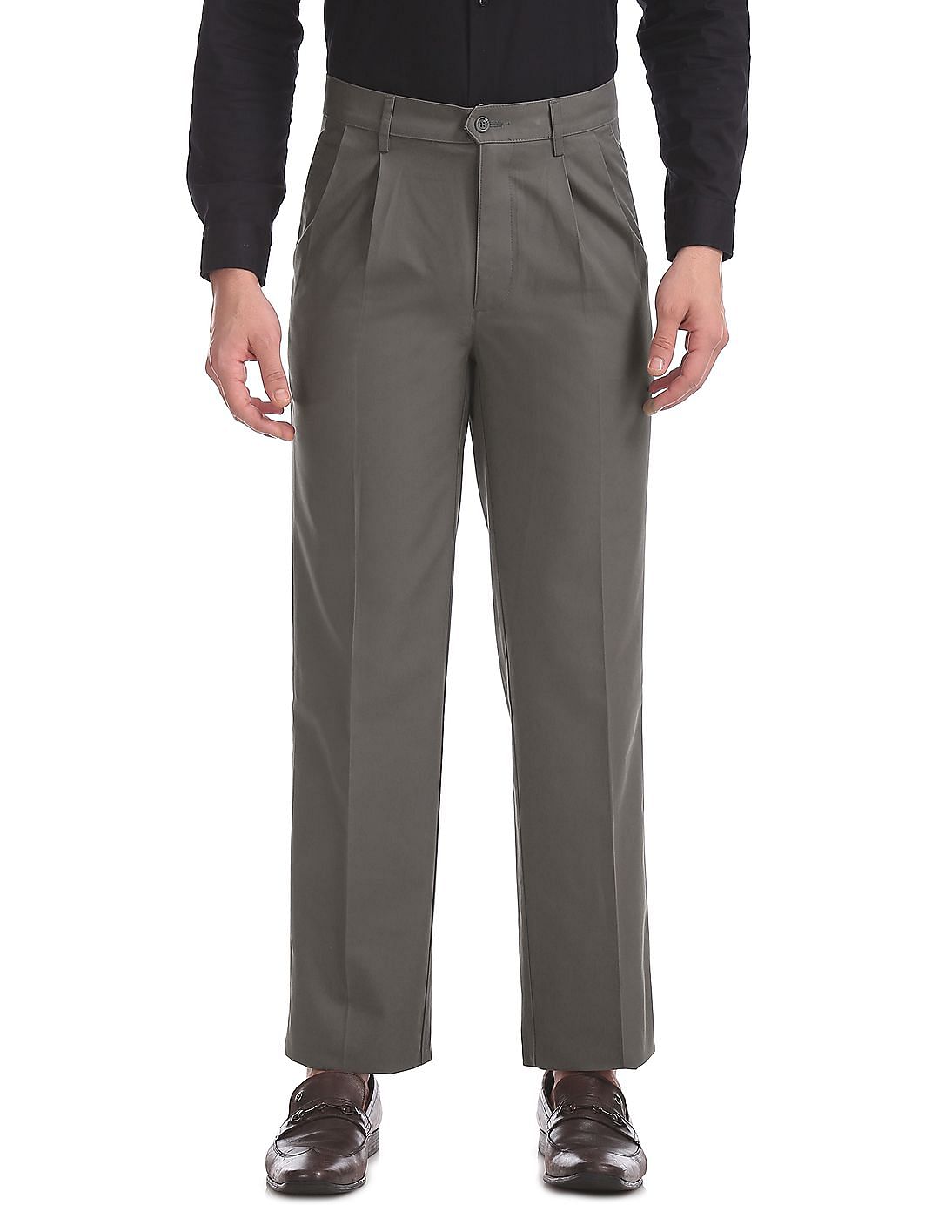 Buy Arrow Sports Regular Fit Pleated Front Trousers - NNNOW.com